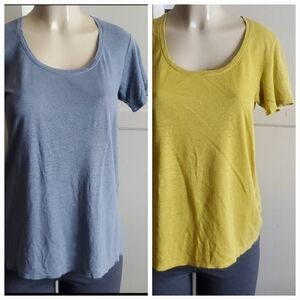 EILEEN FISHER Scoop Neck 100% Linen Short Sleeve Bundle 2 Tee Size XS